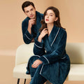 Flannel Couple Robe And Pant Set Warm Autumn Winter Thick Coral Fleece Pajamas Women's Bathrobe Men's Sleepwear Loose Home Cloth