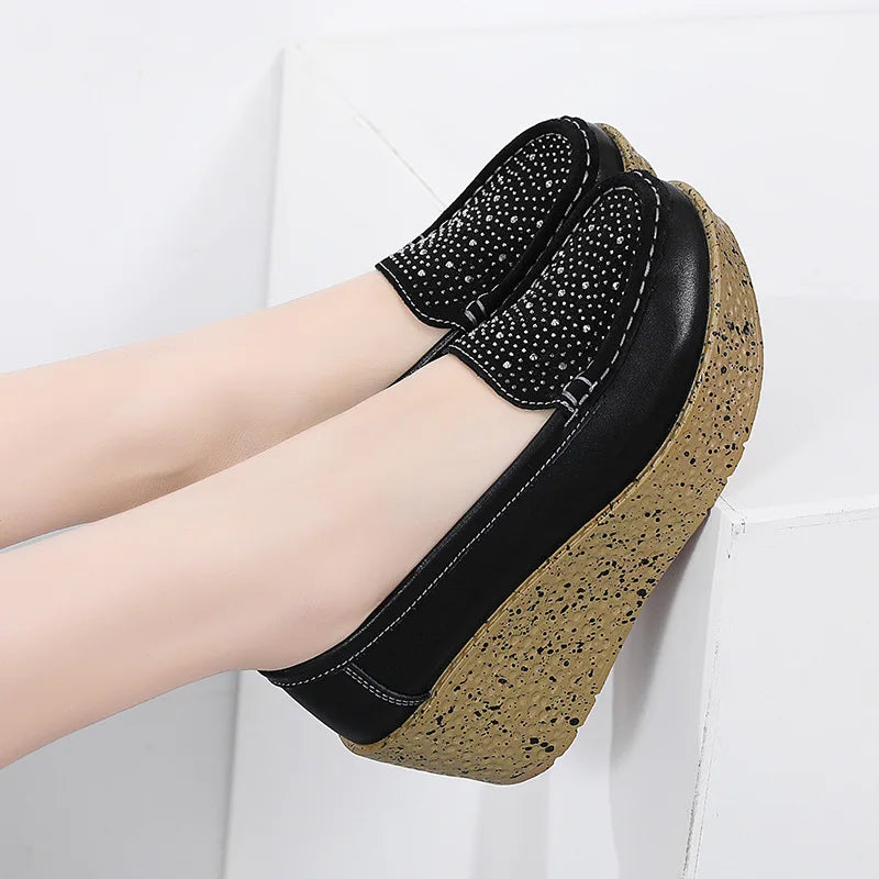 Thick Soled Women's Shoes Fashionable Sequin 2024 summer New Trend Anti Slip Comfortable Shoes Outdoor Casual Shoes Heels