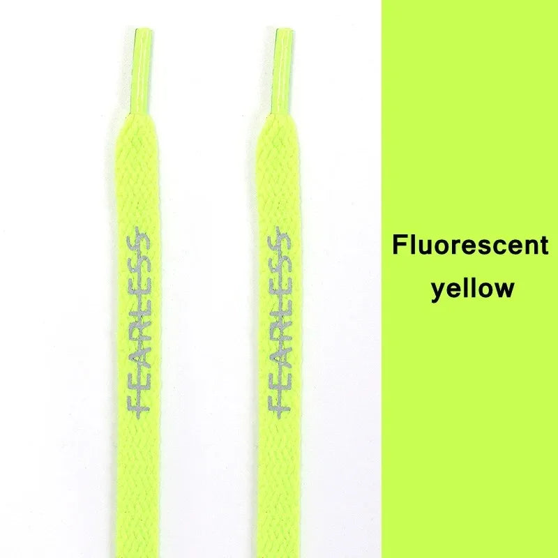 Rubber Band Classic Shoe Laces Reflective Letter Printing Flat Shoelaces for Sneakers Fashion Sports Strings Casual Accessories
