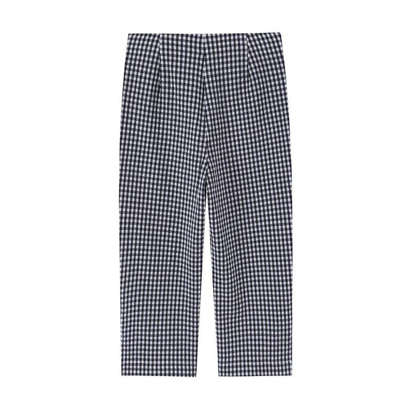 HH Women Casual Slim Plaid Blazer Pants Set 2026 Summer Autumn Gingham Short Blazer+High Waist Capri Pants Fashion Office Suits
