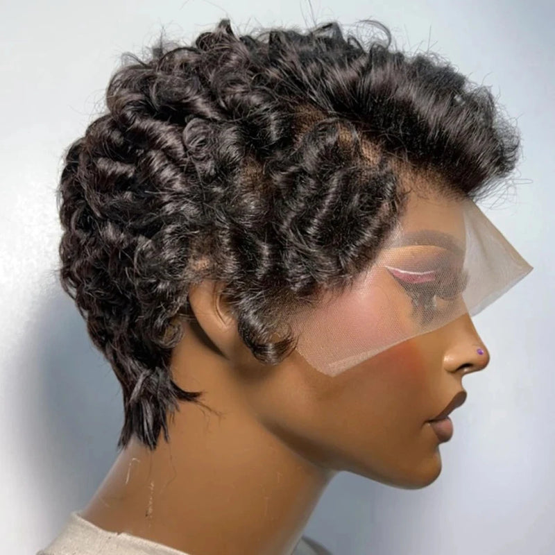 613 Blonde Pixie Cut Short Bob Loose Wave Human Hair Wigs Chocolate Brown Short Bob 13x4 Transparent Lace Front Wigs Preplucked