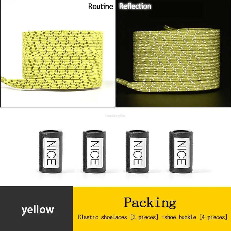 New Reflective No Tie Shoelaces Elastic Laces Sneakers Flat Shoe laces without ties Kids Adult Shoelace One size fits all Shoes