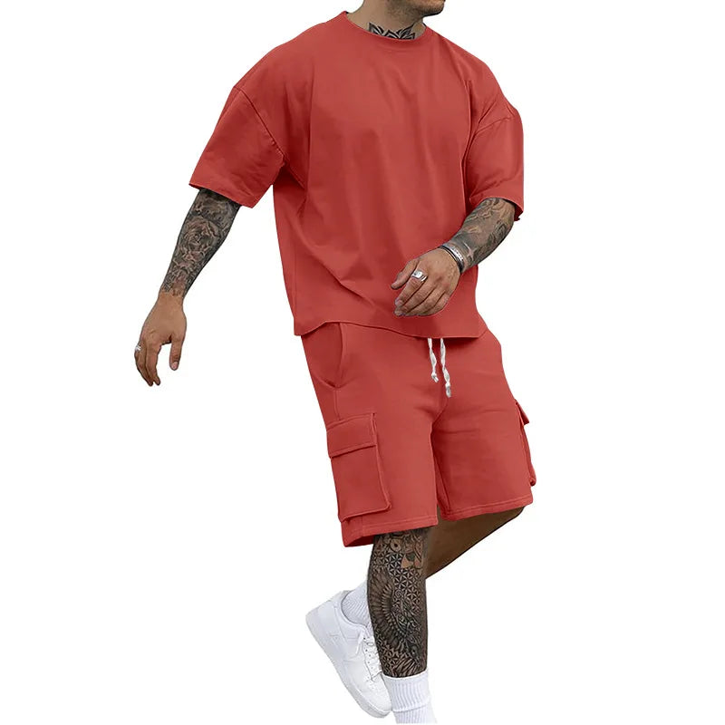 New Summer Style Fashion T-shirt and Utility Shorts Solid | SAMAG
