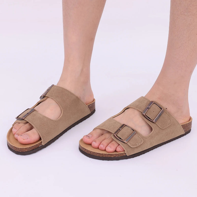Bebealy Summer Women's Clogs Women's Cork Slippers Soft Beach Sandals Retro Mules With Adjustable Buckles Unisex Home Sandals