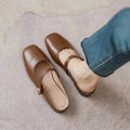 Women's New Summer Collection: Retro-Chic & Versatile Closed-Toe Mules — Square-Toe, Casual Slip-On Sandals with Soft Soles