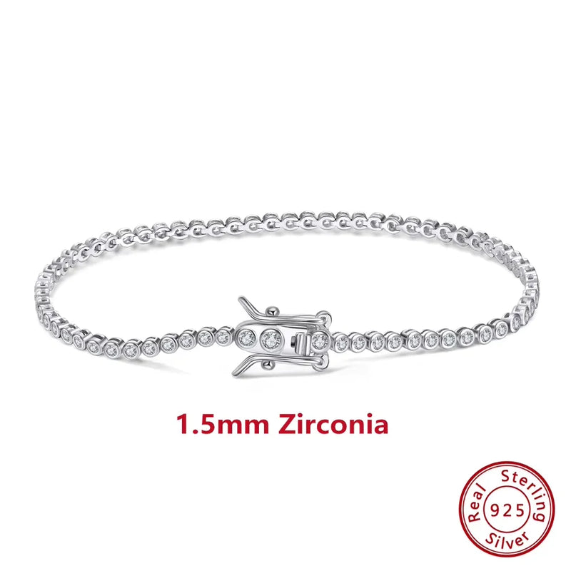 ORSA JEWELS Authentic 925 Sterling Silver Tennis Chain Bracelet Moulding Process Hanmade High-end Hand Chain for Man Woman SB128