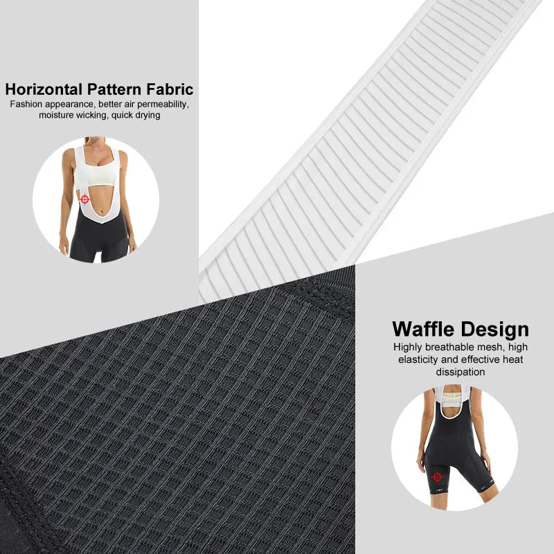 X-TIGER Women's Bike Bib Shorts 5D Padded Pockets Cycling Shorts Mountain Biking Bicycle 5D Butterfly-Shaped Pad UPF50+