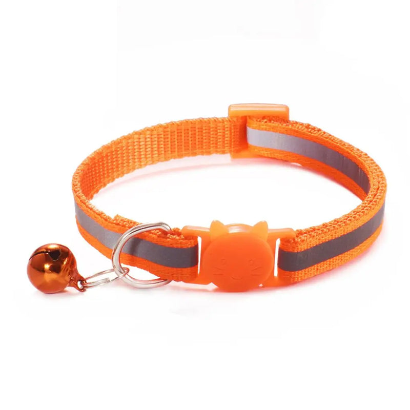Cute Fashion Adjustable Size Cat Head Pattern Reflective with Bells Cat Collar Pet Accessories Kitten Decor Cat Neck Strap