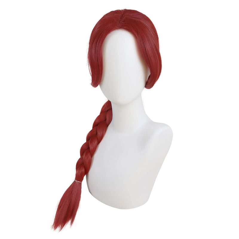 Synthetic Hair Long Red Braid Princess Wig Fiona Cosplay Costume Wig for Women Halloween Party Dark Red Braided Wigs Drag Queen