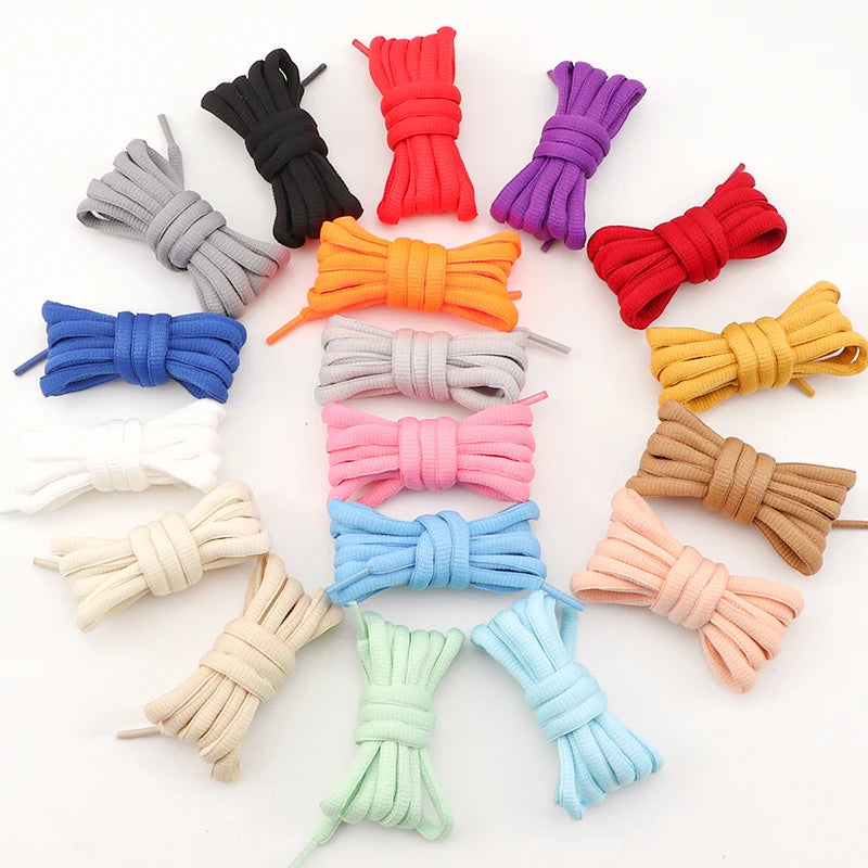 9MM Oval Shoe Laces Semicircle Bold Shoelaces for High-top Low-top Sneakers Polyester Silk High-quality Shoelace 18 Colors 1Pair