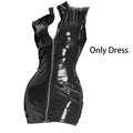 Women Latex Leather Lingerie Hot Exotic Mini Dress PVC Wet Look Leather Sleeveless Zip Bodycon Dress