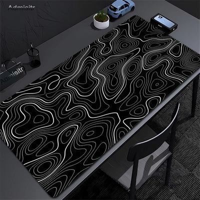 XXL Desk Mat Black And White Strata Liquid Mousepad Large | SAMAG