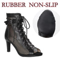 Summer Dance Heels Breathable Mesh 9.5cm 7cm Stable Heel Rubber Sole Suede Sole Customized Salsa Latin Party Team Dance Shoes