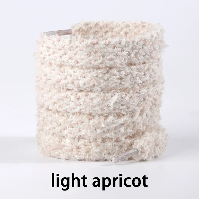 1 Pair Plush Fluffy Shoelaces 1CM Wide Round Laces Sneakers Casual Shoes AJ/AF1 Shoelaces 100/120/140/160cm Shoes Accessories