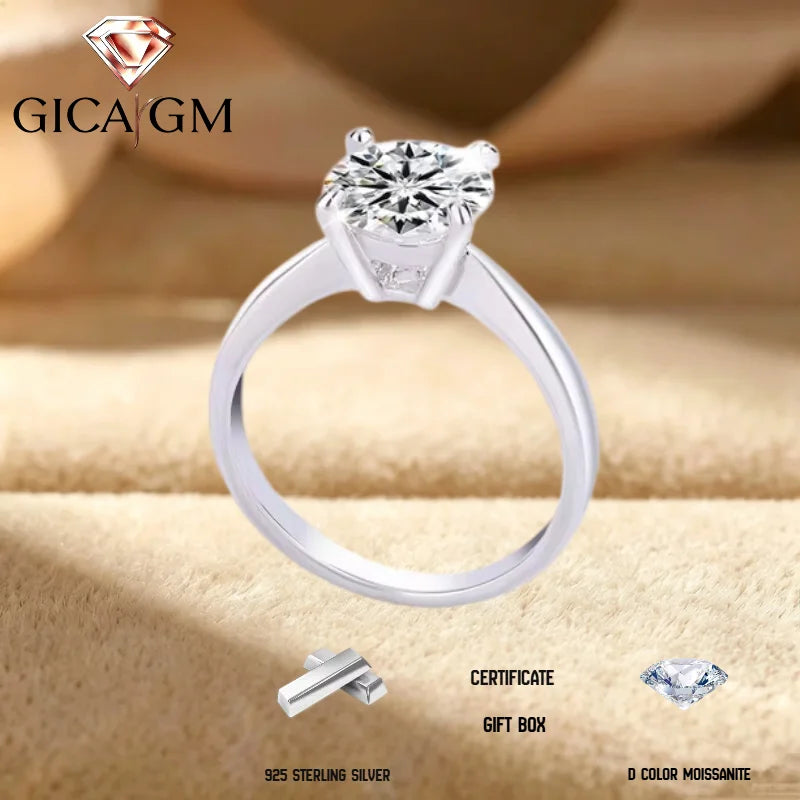 2CT Blue D VVS1 Moissanite Ring in S925 Sterling Silver High Quality Ring Ideal Gift for Women on Christmas/Birthday/Anniversary