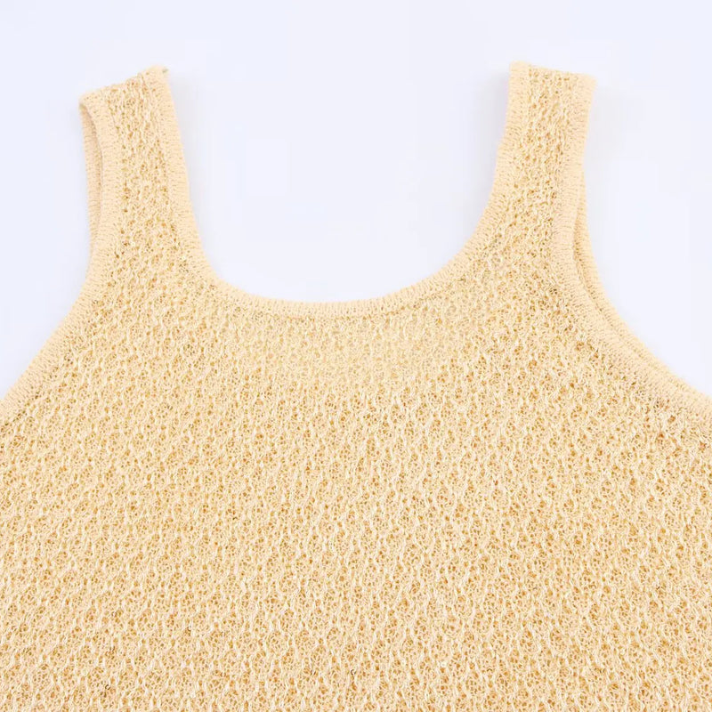 Women's Clothing 2025 New Style European And American Fashion Simple Pearl Decoration Knitted Top Knitted Vest