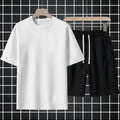 Men's Streetwear Summer Cotton T Shirt Shorts Sets Women Loose Solid Color Casual T - Suit Jogging Sleeve - View 2 | SAMAG