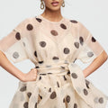 LIMO Women Sheer Organza Polka Dot Blouse Loose Short - View 5 | SAMAG