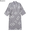 Men's Cotton Crepe Cloth Pajamas Robe Japanese Kimono Cardigan Sleepwear Print Homewear Two-layer Gauze Comfort Bathrobe for Men