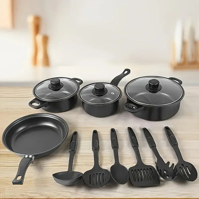 13 - Piece Nonstick Cookware Set Black - Induction | SAMAG