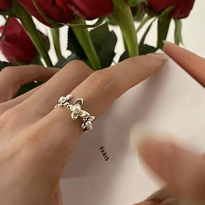VENTFILLE 925 Sterling Silver Irregular Design Wave Golden Stackable Finger Rings Trendy Adjustable For - Visuel 23 | SAMAG