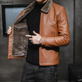 2026 Men's Winter Leather Jacket Middle-aged and Elderly Collar and Plush Fur Integrated Casual and Loose Leather Jacket for Men