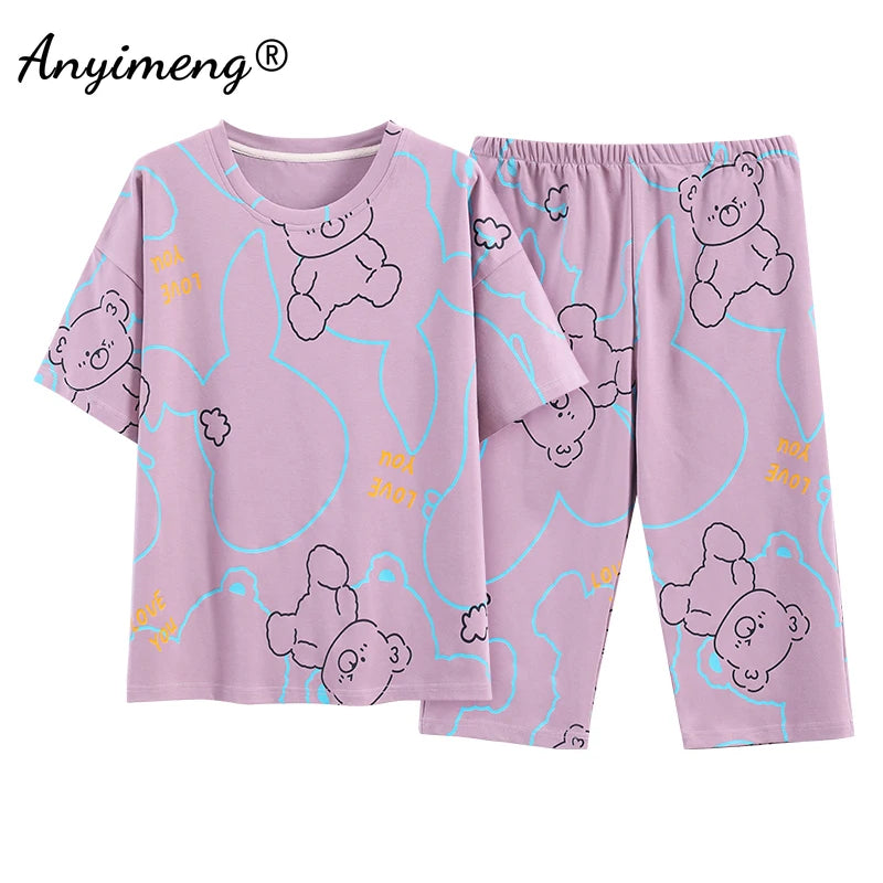 Summer Capris Pajamas Cute Cartoon Print for Women | SAMAG