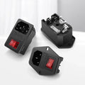 IEC 320 C13 C14 AC Inlet Power Plug Socket 250V 10A Fuse Red Lamp Rocker Switch Rewirable 3Pin Electrical Male Female Connector