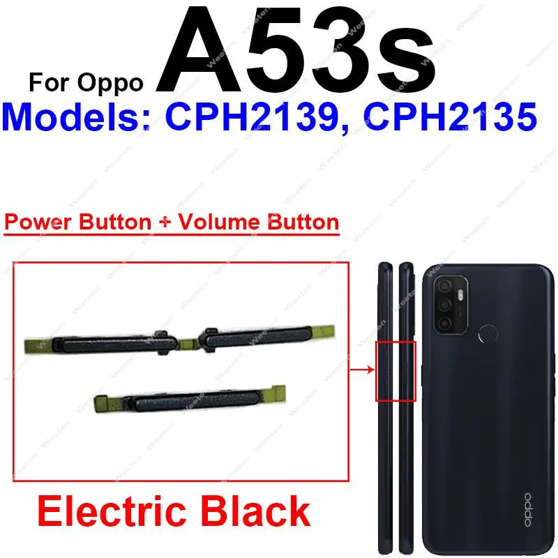 Power Button + Volume Side Button For OPPO A53 A53S A54 A54s A74 4G/5G Up Down Volume Power Side Keys Flex Cable Parts