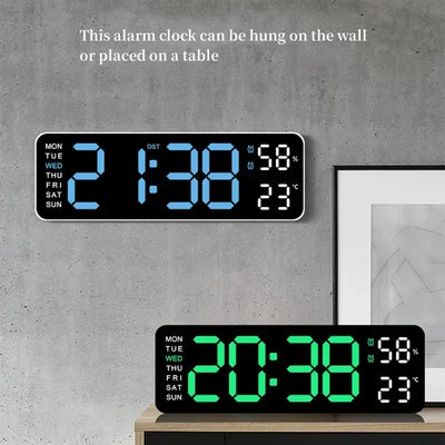 9 Inch Large Digital Wall Clock USB Powered TEMP Humidity | SAMAG