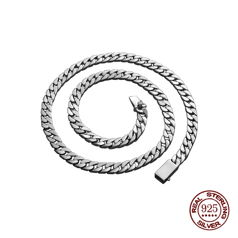 100% S925 Sterling Silver Necklace Bracelet Punk Jewelry Never Fade Carry certificate Men Women Gifts - Visuel 7 | SAMAG