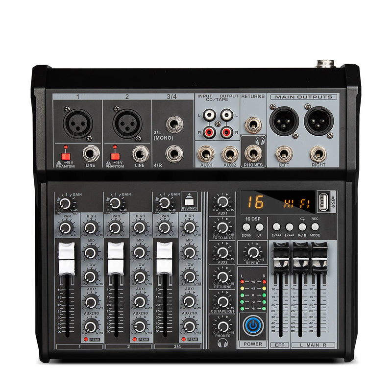 4 Channel Audio Interfacer Depusheng XT4 DJ Mixer Sound Board 99-Bit DSP Effect USB +48V Phantom Bluetooth for Karaoke
