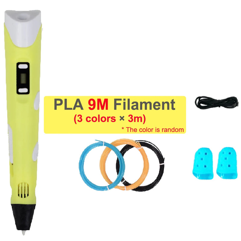 Kids 3D Printing Pen Adjustable Speed LED Display DIY Drawing Pens 3D PLA Filament Christmas Birthday gift for Boys and Girls