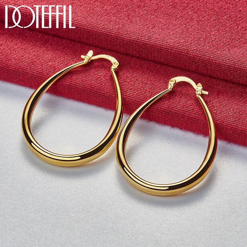 DOTEFFIL 18K Gold Smooth Circle 41mm Hoop Earrings For Women Man Lady Gift Fashion Charm Wedding Jewelry - Visuel 2 | SAMAG