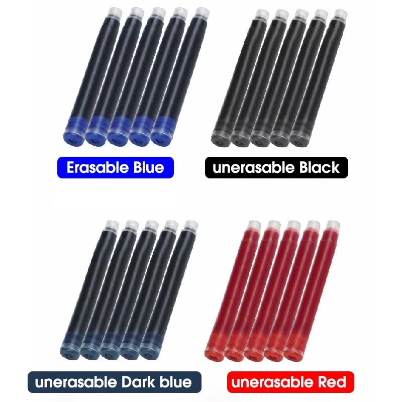 50pcs Fountain Pen Ink Cartridge Refills Bottle 4 Color Disposable Dia 3.4mm 2.6mm School Office Stationery Supplies CW-159