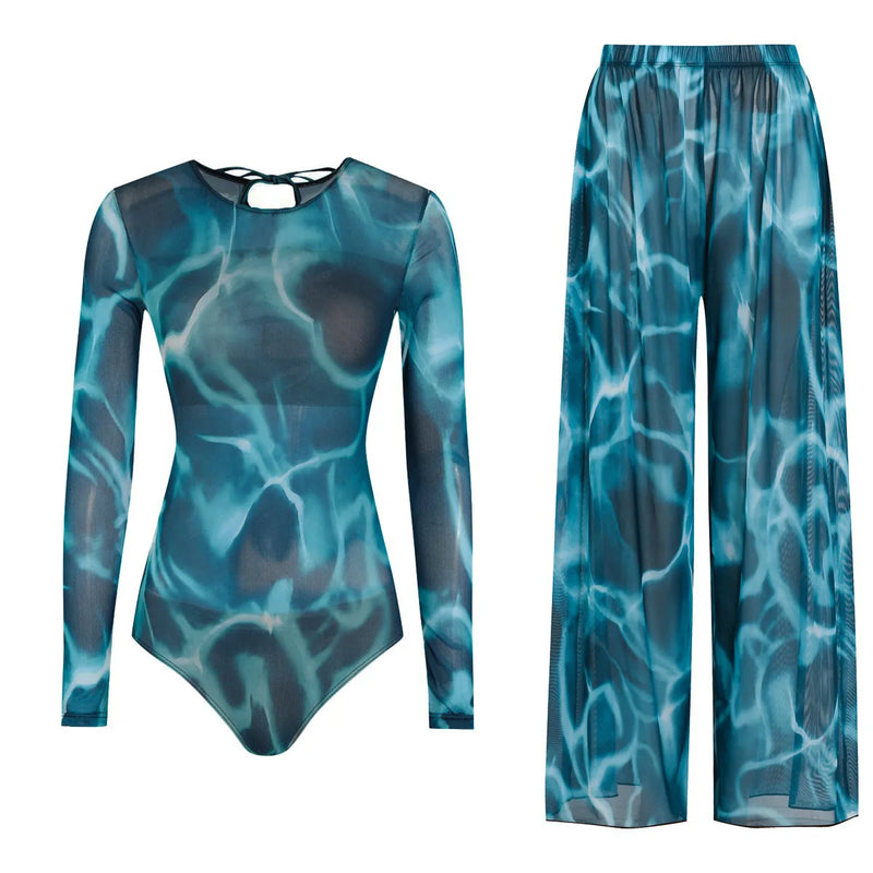 Women's Long Sleeve Swimwear Sunscreen One Piece Swimsuit | SAMAG