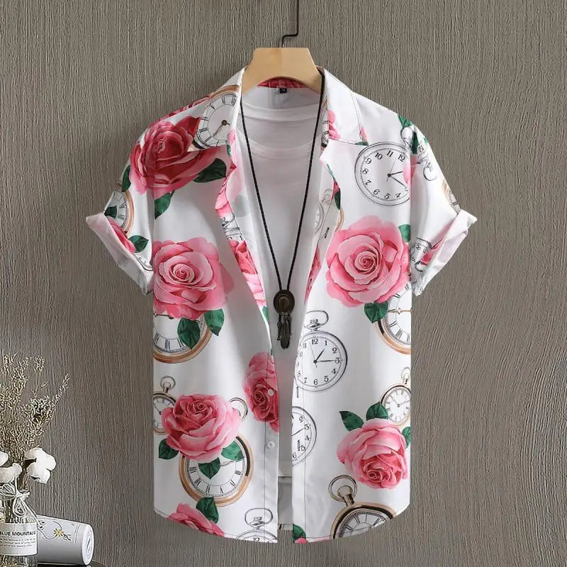 Summer Men's Social Casual Hawaiian Floral Short Sleeve | SAMAG