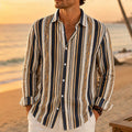 Men's long sleeved shirt mixed color vertical stripe | SAMAG