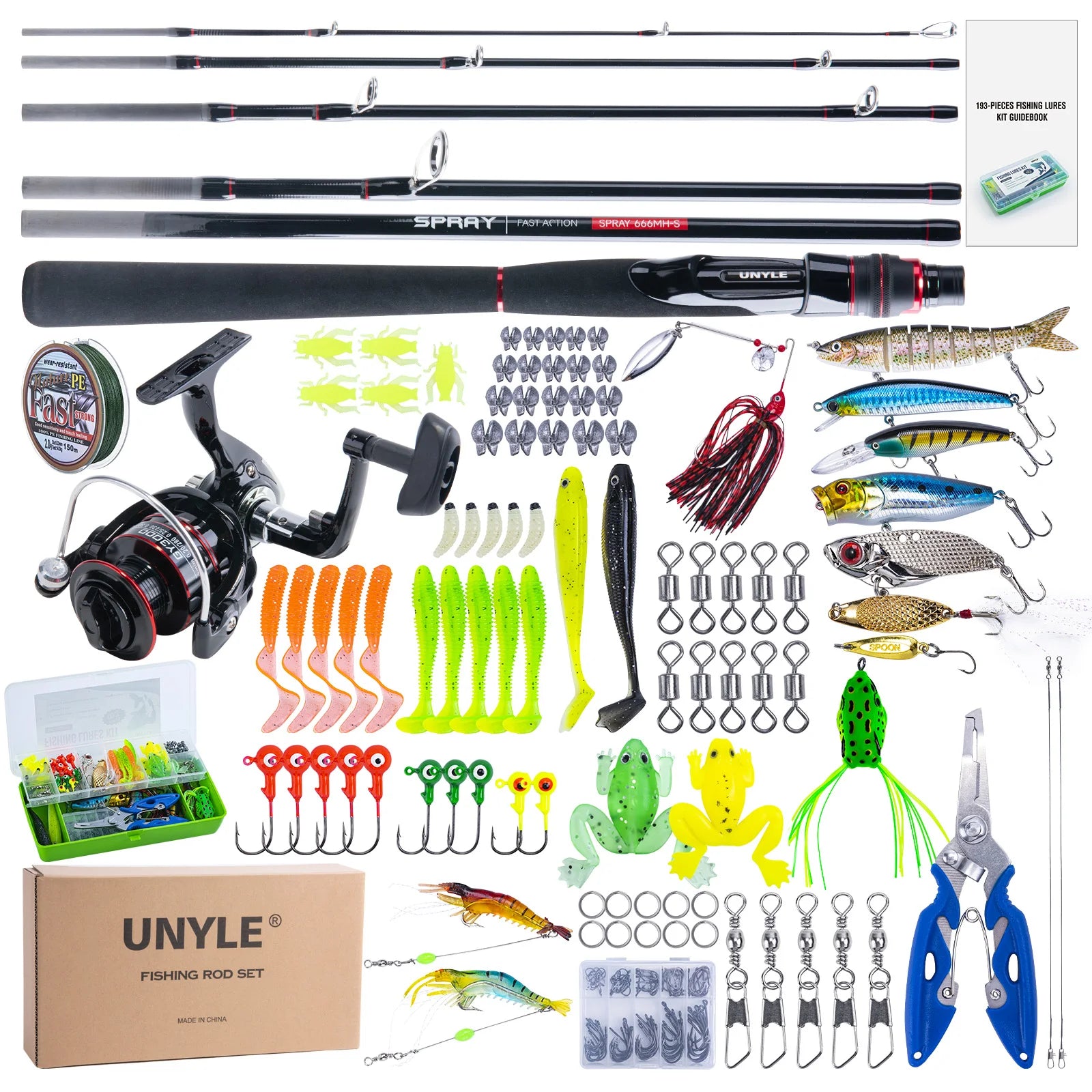 Goture Fishing Rods and Reels 6 Section Carbon Rod Spinning Reel Travel Fishing Rod Set with Full Kits Tackle Accessories