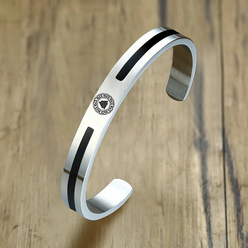 Men Bangle, Enemal Viking Logo Cuff Bracelet For Gentleman, Stainless Steel Minimalist - Visuel 14 | SAMAG