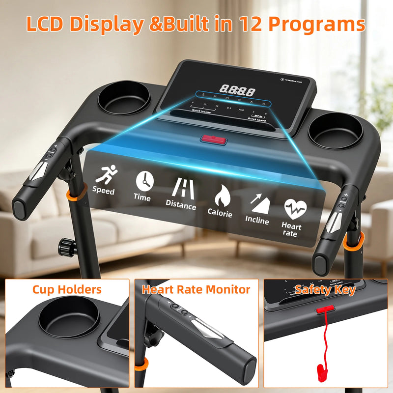 3-Level Height Adjustable Folding Treadmill, 3.0HP | SAMAG