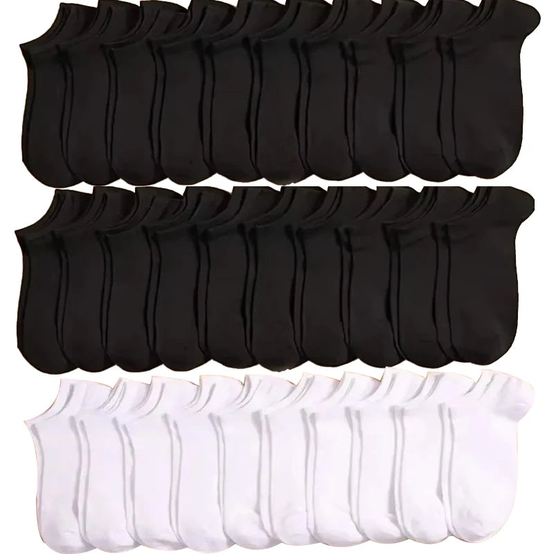 5/10 /20/30 Pairs Unisex Casual Plain Color Boat Socks | SAMAG