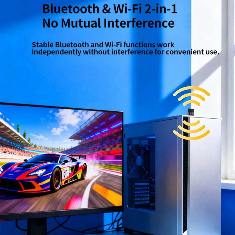 WANJEED AX900 USB WiFi 6 Bluetooth 5.4 Adapter 2in1 Dongle Dual Band 2.4G&5GHz Network Wireless Wlan - Visuel 4 | SAMAG