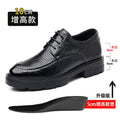 Men's Business High Heeled Leather Shoes Casual Thick Sole 10cm Height Increasing Hand Painted Pattern Trendy Formal Dress Shoes