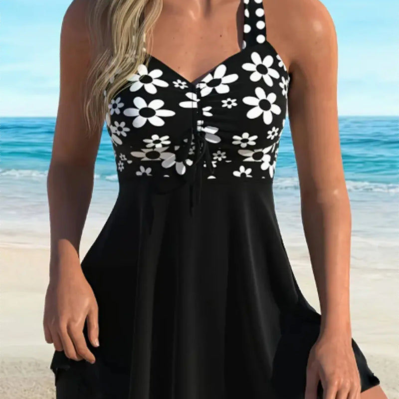 Black Dots Print Tankini Set Two Pieces Swimsuits | SAMAG