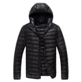 2026 Men Black Hooded Coat, Blue Zipper Control Winter Down Jacket, Green Lightweight Design Parkas Jaqueta, Asian Size M-5XL