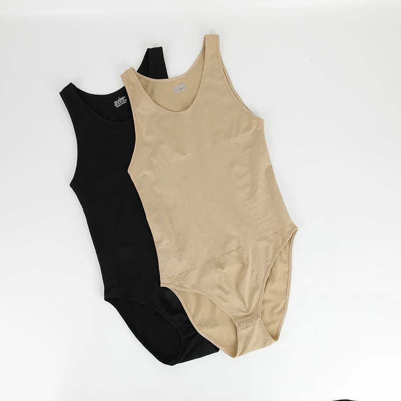 Mens Sleeveless Shapewear  Compression Bodysuit Tummy Control Waist Trainer Slimming Undershirts Open Crotch Corset