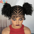 Full Lace Cornrow Braided Wigs Synthetic Bantu Braided Lace Wig with Baby Hair Cosplay Wig for Women Girls Lace Front Braids Wig