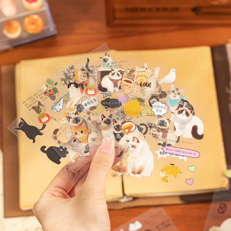 Stickers Book Cat Decorative Decal Kitty Seal for DIY Diary Planner Scrapbook Album School Supplies Stationery