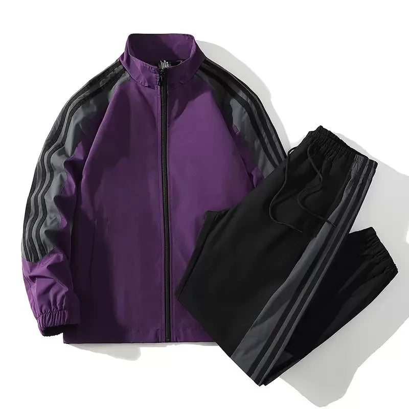 Autumn and Spring New Fashion Trend Outdoor Sports Jacket Set Men's Casual Loose Plus Size Two - piece - View 4 | SAMAG